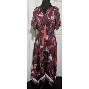 Nine West Sz Small Women's Dress Handkerchief Hem Button Front